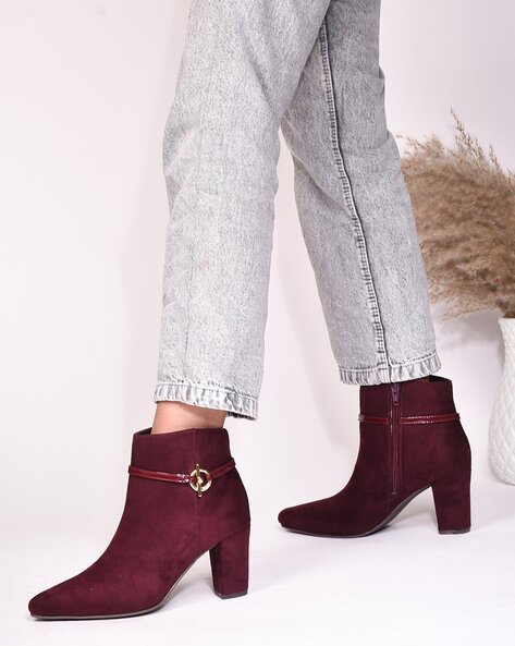 Burgundy chunky outlet boots