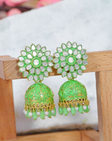 Bridal Kundan Earrings Green Earrings Chand Bali Style Indian Earrings  Pearl Beads Earrings Meenakari Earrings Gold Plated Punjabi Earrings |  Kundan earrings, Pearl earrings wedding, Etsy earrings