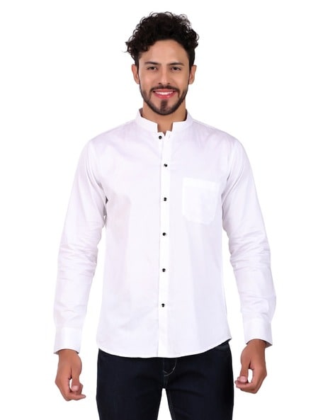 Men Slim Fit Shirt with Patch Pocket