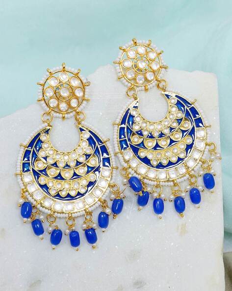 dc jewels Royal Blue Zircon Oval Shaped Stud Earrings For Women & Girls :  Amazon.in: Fashion