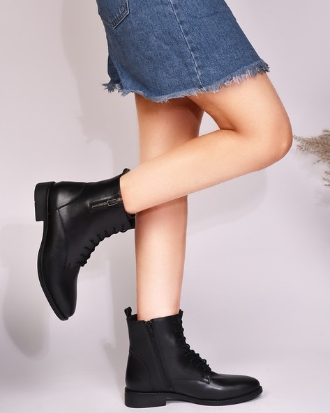 Women's lace sale up calf boots