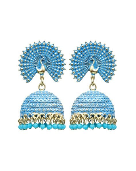 Flipkart.com - Buy ovyacollection Corona jhumka Earrings for women girls  latest trending earrings Silver Color Oxidised Silver Traditional Earring  with White Pearl Afghani Long Tassel Sun Shape Jhumka Jhumki for women &