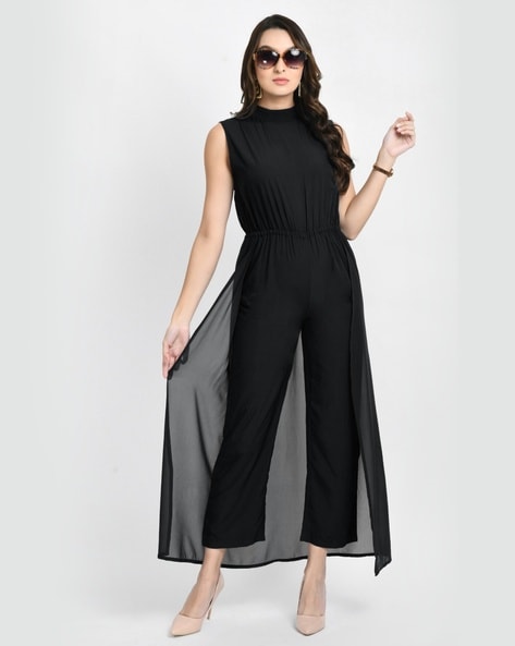 Black jumpsuit sale with overlay