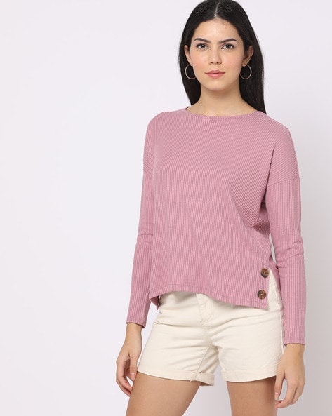 Ribbed Round-Neck Sweatshirt