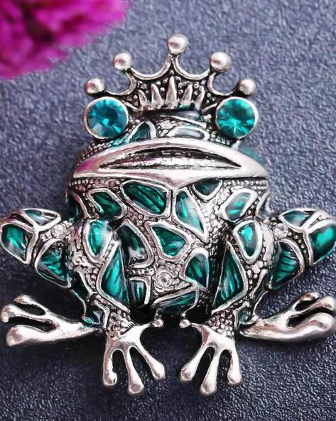 Silver Plated Frog Brooch