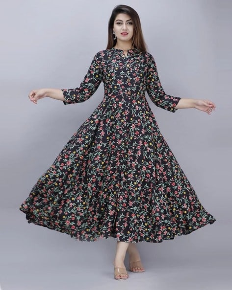 Buy Nehu Empires Floral Print Collar Neck A line Dress at Redfynd