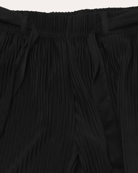 PLEATED SEERSUCKER TROUSERS - Black | ZARA Uzbekistan