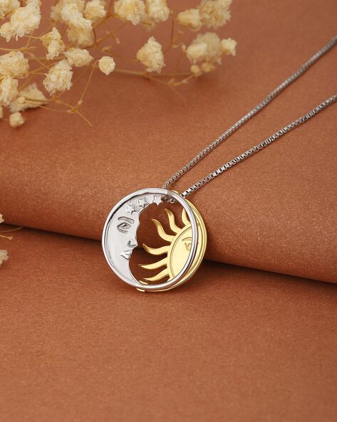 Buy Sun & Moon Necklace, Sun Moon Pendant, Birthday Gift for Her, Celestial  Jewelry, Lunar Necklace, Mother Nature,clouds and Sun Silver Pendant Online  in India - Etsy