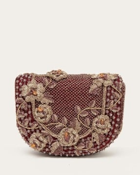 Buy Doux Amour Embellished Handbag with Dori, Maroon Color Women