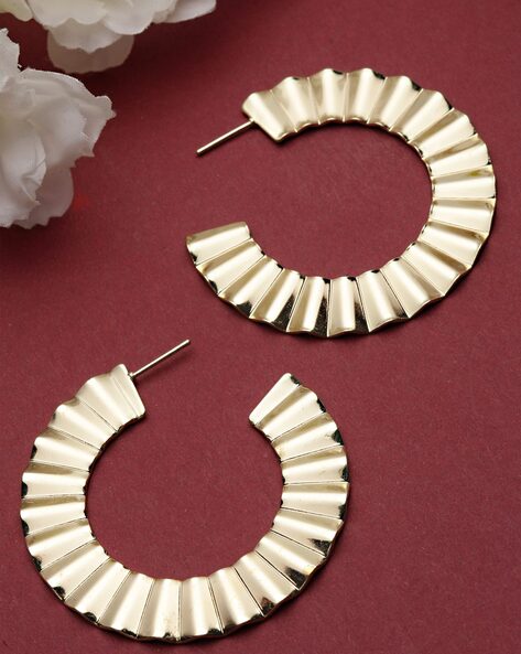 Minimal Delicate Gold Color Half Circle Earrings White Blue Cz Paved Women  Girls Fashion Piercing Cartilage Earring Pendientes