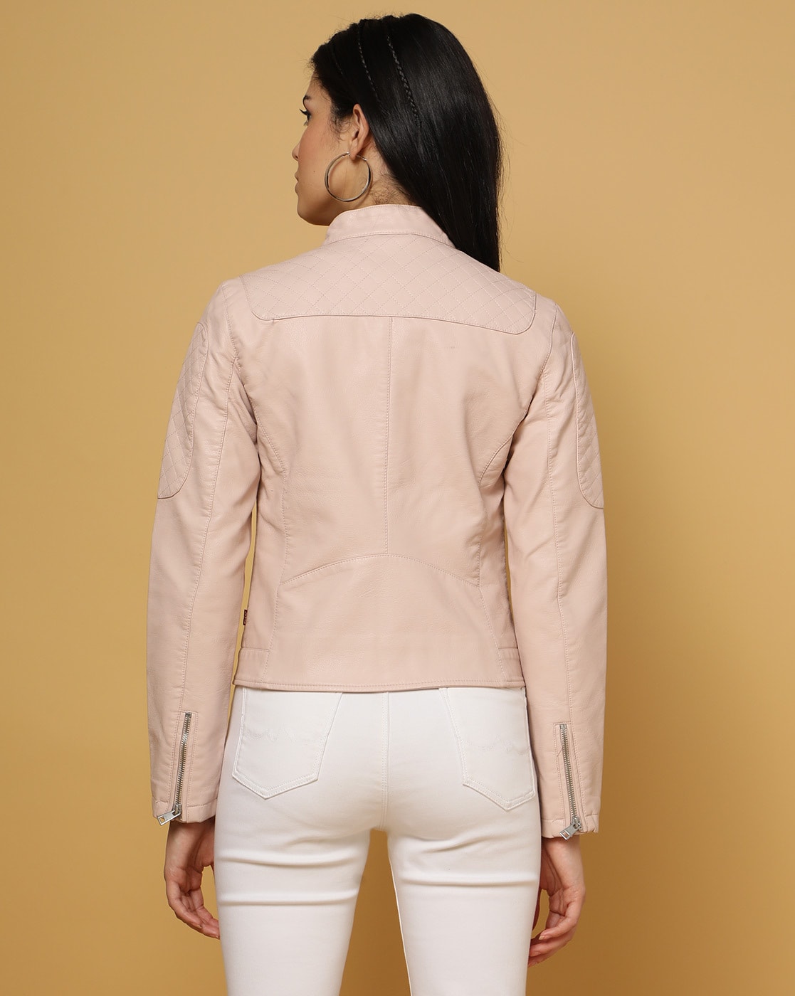 Women Pink Real Lambskin Classy Leather Jacket