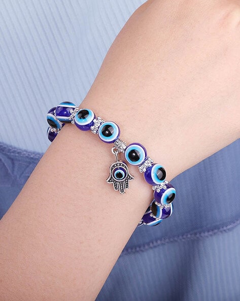 Buy Astroghar Multicolor Crystal Evil Eye Hamza Hand The Hand Of God  Protection 6 mm Stretch Bracelet For Men And Women Online at Best Prices in  India - JioMart.