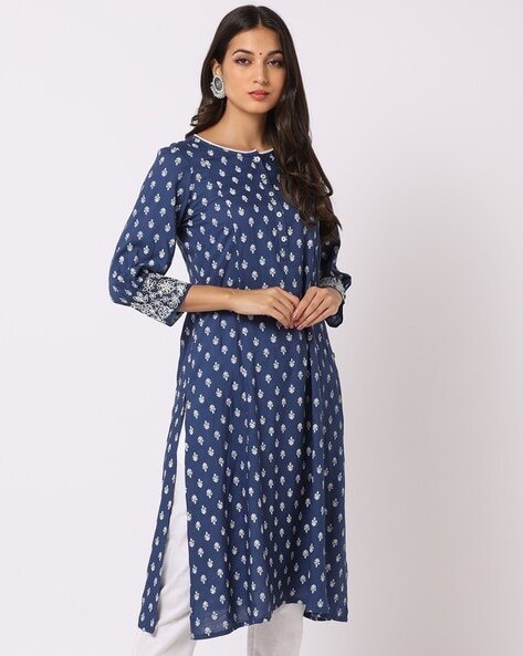 Available in 10 colors Avaasa Latest Table Print Rayon Black Ikkat Pattern  Woman Kurti at Rs 251/piece in Surat