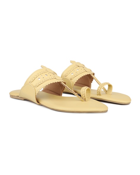 Buy Design Crew Yellow Interwoven Sleek Strappy Sandals Online at Best  Prices in India - JioMart.