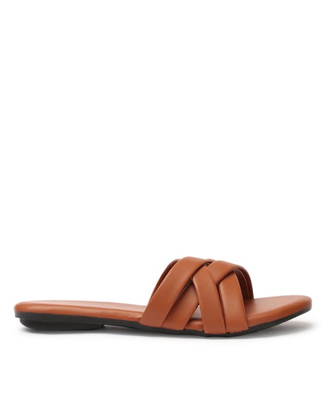 Tan cross strap discount sandals