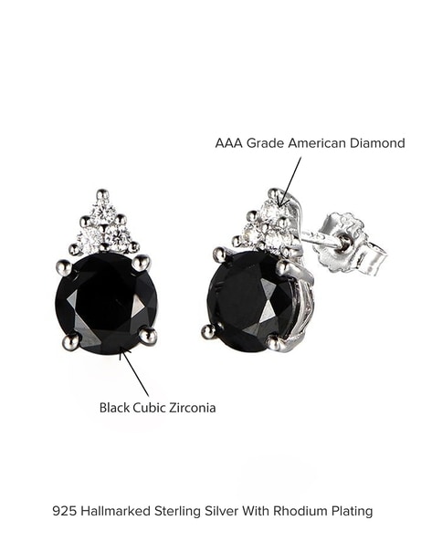 Black Cubic Zirconia Round Stud Earrings  3MM 4MM 5MM  Claires US