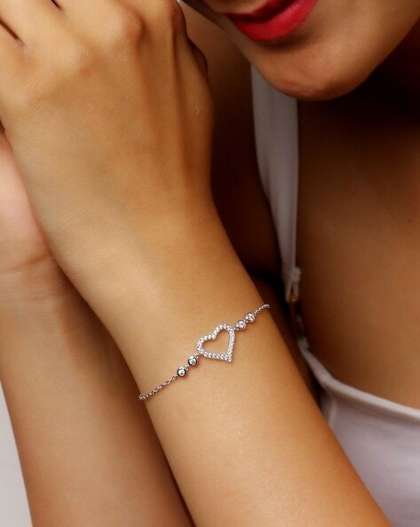 Buy Shaya 925 Sterling Silver For the Love of Love Heart Bracelet Online  At Best Price  Tata CLiQ