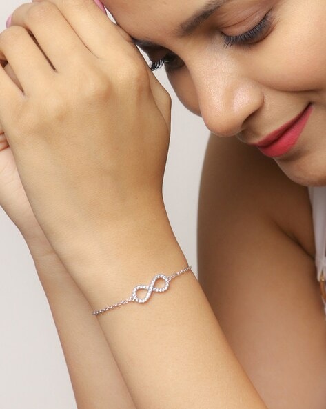 Theiconic | Swarovski Infinity bracelet, Infinity and heart, White, Rhodium  plated - PriceGrabber
