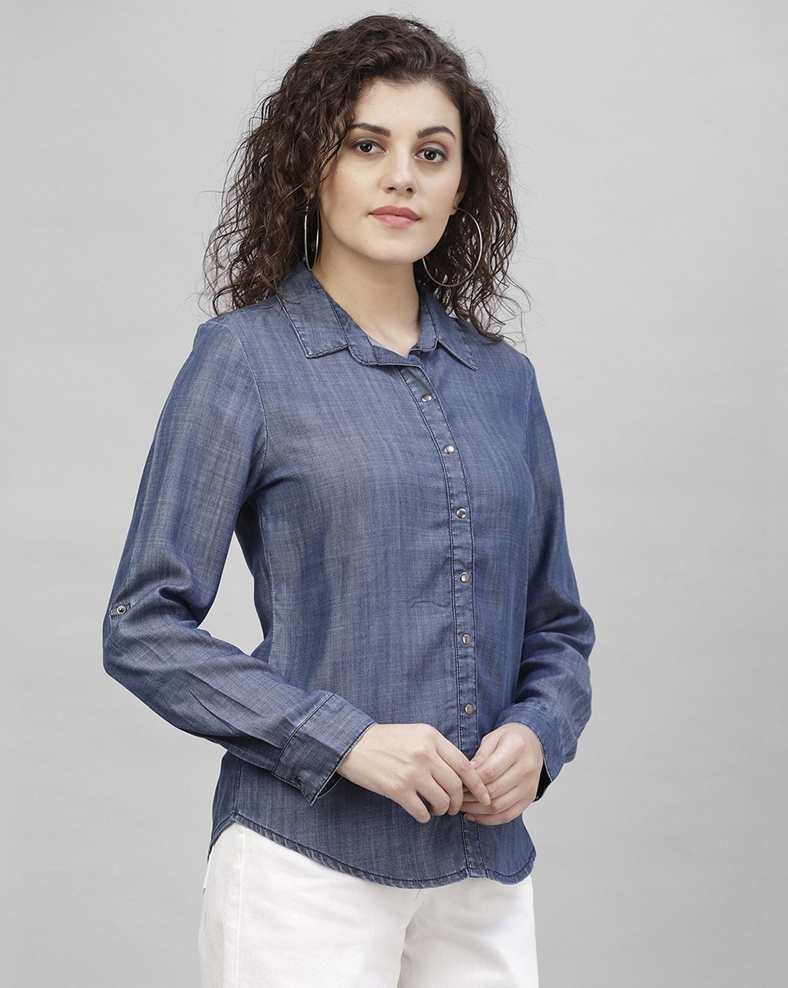 Blue Wave Club Printed - Short Sleeve Denim Shirt for Women | Roxy