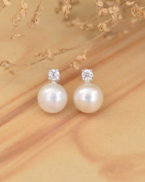 Effy Pearl 14K White Gold Fresh Water Pearl and Diamond Stud Earrings –  effyjewelry.com