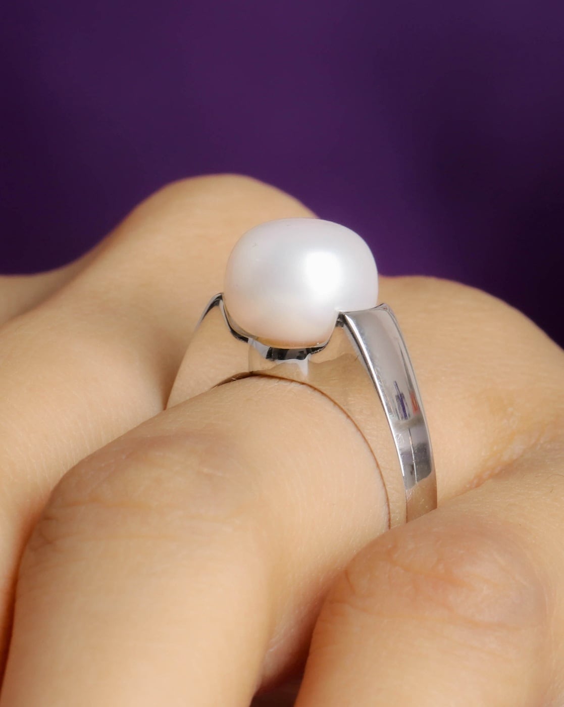 Cathedral Sterling Silver Pearl Solitaire Ring | Hyo Silver