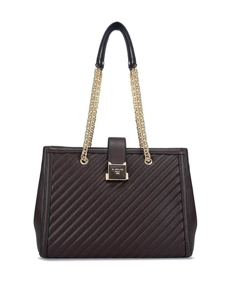 Women Striped Leather Tote Bag