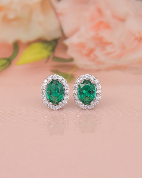 Natural Green Emerald Dangle Ear Stud, 14K 18K Solid Gold Bezel Earrin -  Abhika Jewels