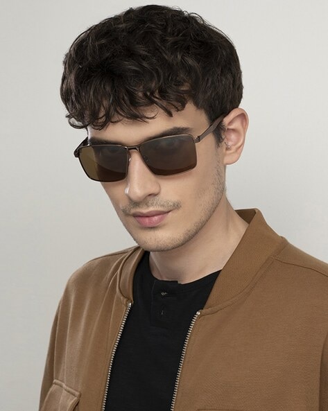 Buy Vincent Chase Black Large Rectangle Sunglasses With Cleaning Cloth And  Hard Box Online
