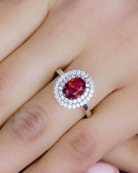 Oval Shaped Designer Ruby Diamond Ring - Jaipur Jewels