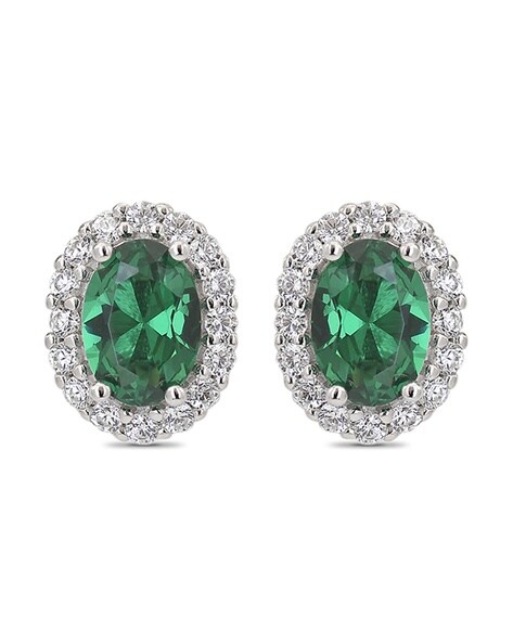 Platinum 0.33ct Oval Diamond Cluster Halo Stud Earrings