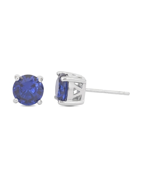 Gold Plated Sterling Silver Sapphire Gemstone Stud Earring – Diamtrendz.in