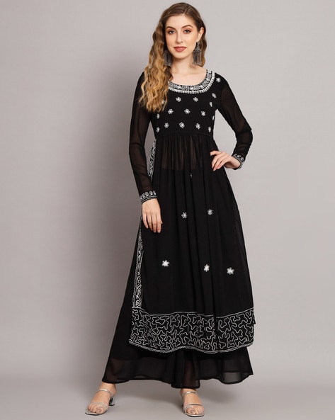 Embroidered A-Line Kurta Set