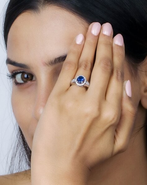 Nakkash Jewellers Party Blue Sapphire Diamond Ring at Rs 56000 in Jaipur