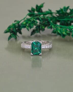 925 Sterling Silver Octagon Green Emerald Solitaire Ring-image-19