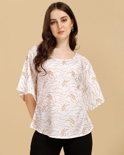 Printed Top with Bell Sleeves