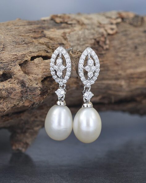18K White Gold Pearl Halo Diamond Earrings | Brilliant Earth