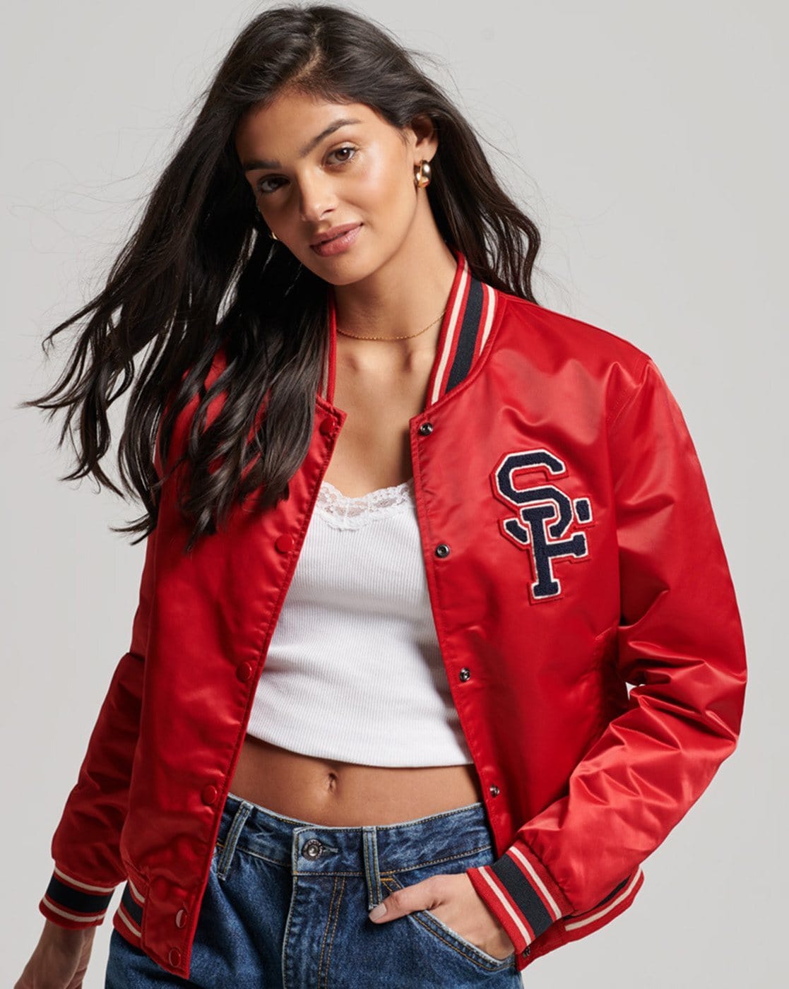 Womens Red and White Varsity Jacket | Letterman Style In Canada-cokhiquangminh.vn
