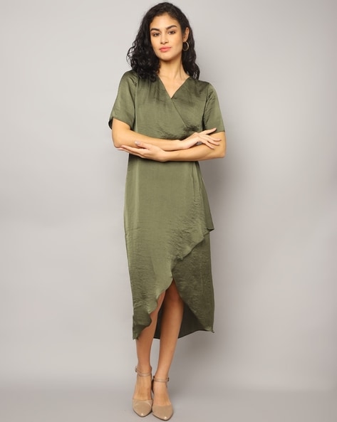 Olive wrap sales dress