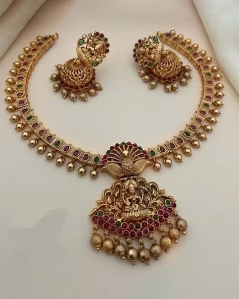 235-GS104 - 22K Gold Necklace & Drop Earrings Set | Gold necklace designs, Gold  jewelry stores, Gold necklace set