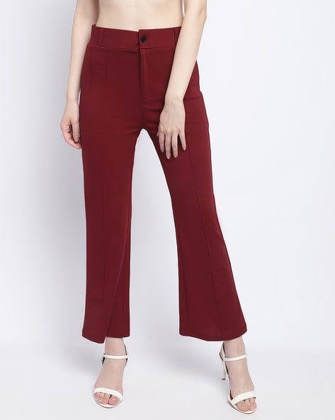 Buy Cyan and Maroon Combo of 2 Women Regular Fit Solid Trousers Cotton for  Best Price, Reviews, Free Shipping
