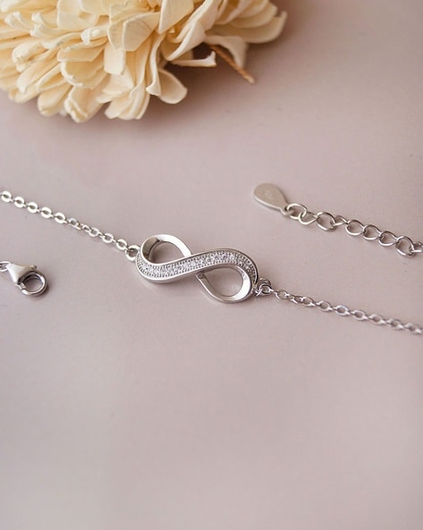 Buy Silver-Toned & White Bracelets & Bangles for Women by Shining Diva  Online | Ajio.com