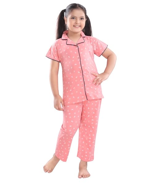 Buy Peach Nightsuit Sets for Girls by AV2 Online