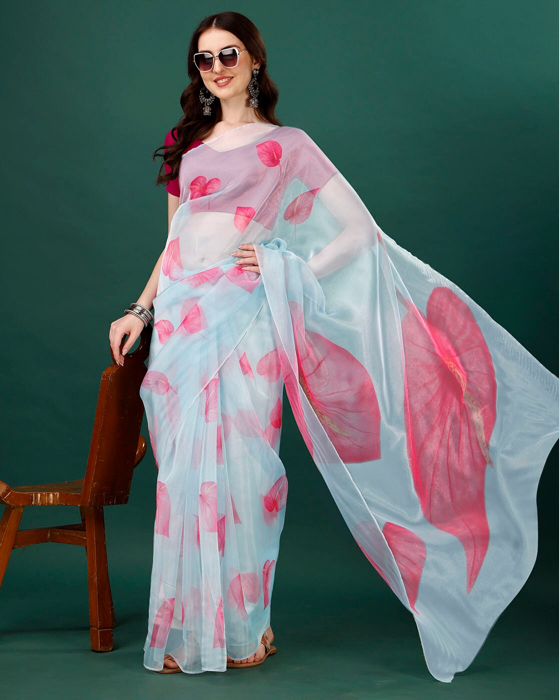 Buy Green Sarees for Women by AAGAMAN Online | Ajio.com