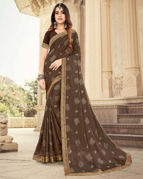 Classic Dark Coffee Color Soft Silk Machine Weaving Saree – TheDesignerSaree