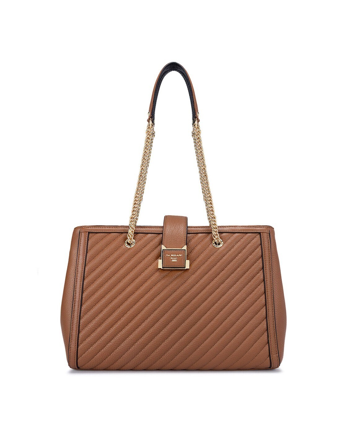 Women Striped Tote Bag with Zip Clousre