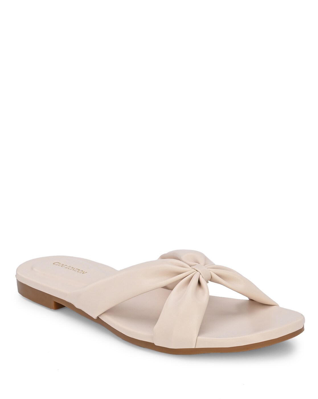 Slip-On Flat Sandals with Bow Accent