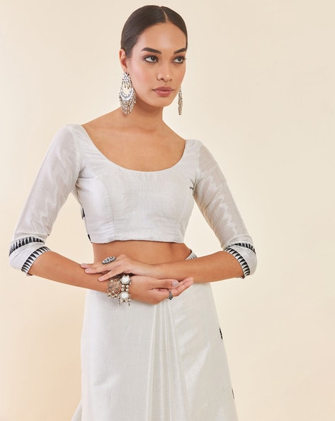 Buy Tarun Tahiliani Silver Silk Tissue Lehenga And Floral Embroidered  Blouse Set Online | Aza Fashions