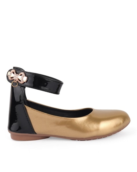 Flats with gold best sale heel