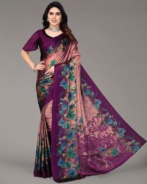 Buy Jaanvi Fashion Floral Print Bollywood Chiffon Pink Sarees Online @ Best  Price In India
