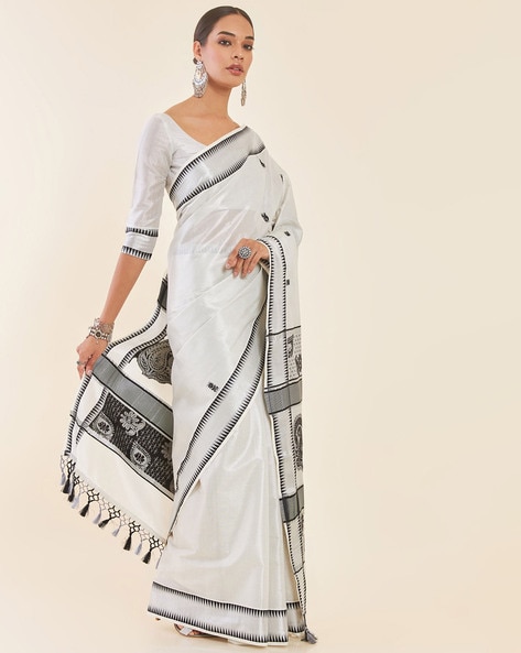 What blouse suits a silver-border Kerala saree? - Quora